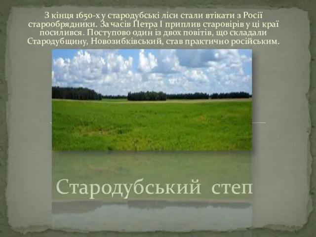 З кінця 1650-х у стародубські ліси стали втікати з Росії