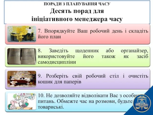 ПОРАДИ З ПЛАНУВАННЯ ЧАСУ Десять порад для ініціативного менеджера часу