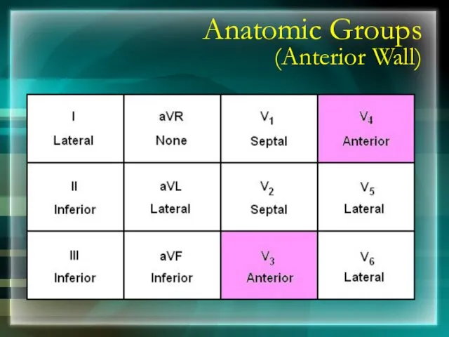 Anatomic Groups (Anterior Wall)