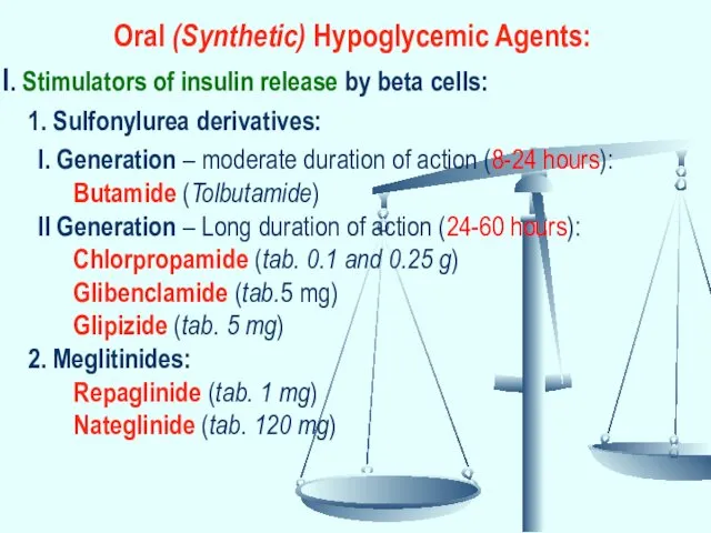 Oral (Synthetic) Hypoglycemic Agents: I. Stimulators of insulin release by beta cells: 1.