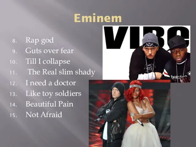 Eminem Rap god Guts over fear Till I collapse The