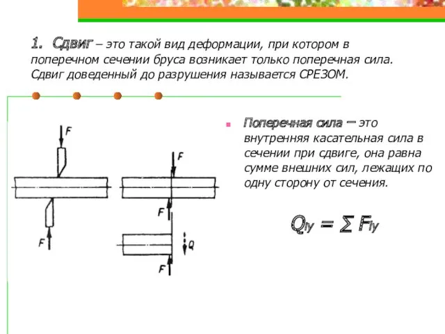 1. Сдвиг – это такой вид деформации, при котором в