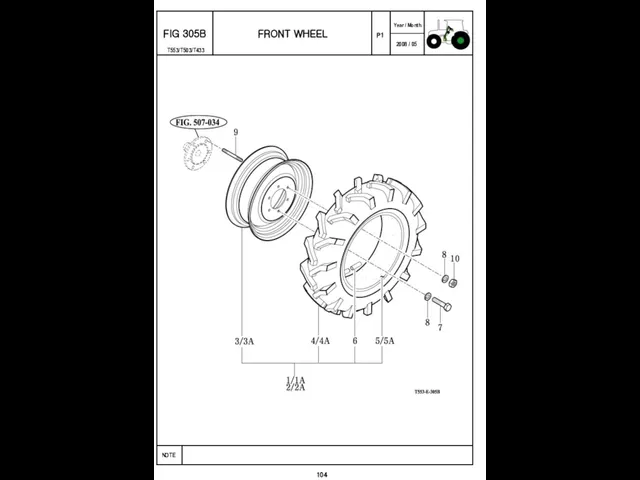 P1 FIG 305B 104 FRONT WHEEL