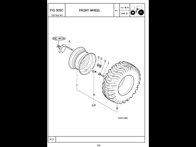 P1 FIG 305C 104 FRONT WHEEL