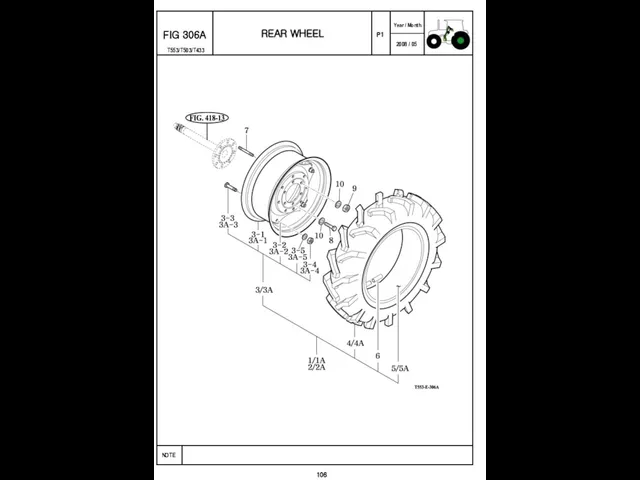 P1 FIG 306A 106 REAR WHEEL