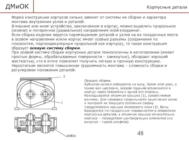 Корпусные детали ДМиОК Форма конструкции корпусов сильно зависит от системы