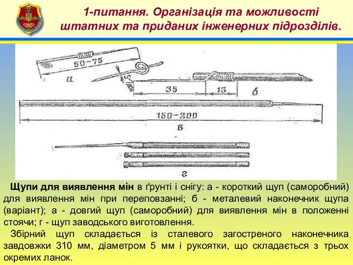 4 1-питання. Організація та можливості штатних та приданих інженерних підрозділів.