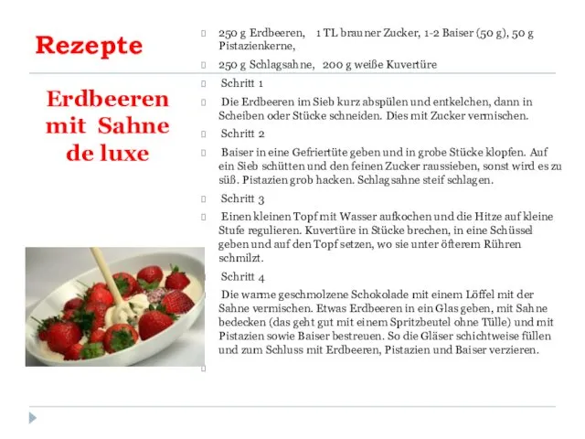 Rezepte Erdbeeren mit Sahne de luxe 250 g Erdbeeren, 1