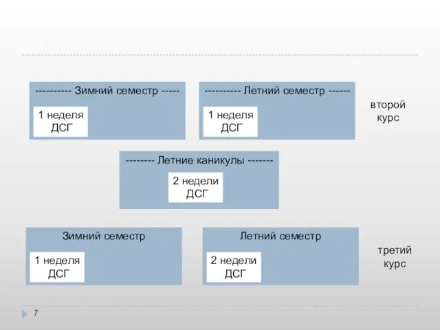 ---------- Зимний семестр ----- ---------- Летний семестр ------ Зимний семестр