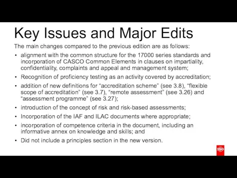 Key Issues and Major Edits The main changes compared to the previous edition