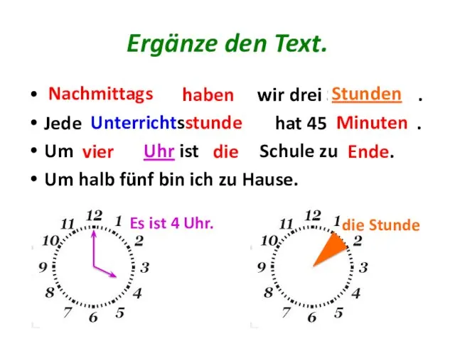 Ergänze den Text. Nach.............. ha....... wir drei Stun......... . Jede