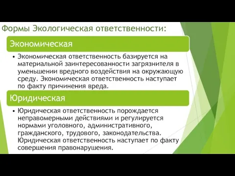 Формы Экологическая ответственности: