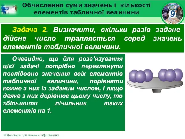 Обчислення суми значень і кількості елементів табличної величини Задача 2.