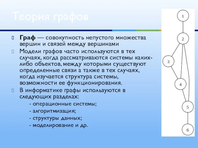Граф — совокупность непустого множества вершин и связей между вершинами