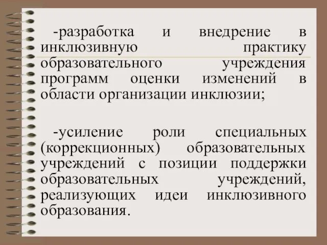 -разработка и внедрение в инклюзивную практику образовательного учреждения программ оценки