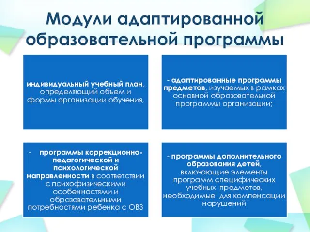 Модули адаптированной образовательной программы