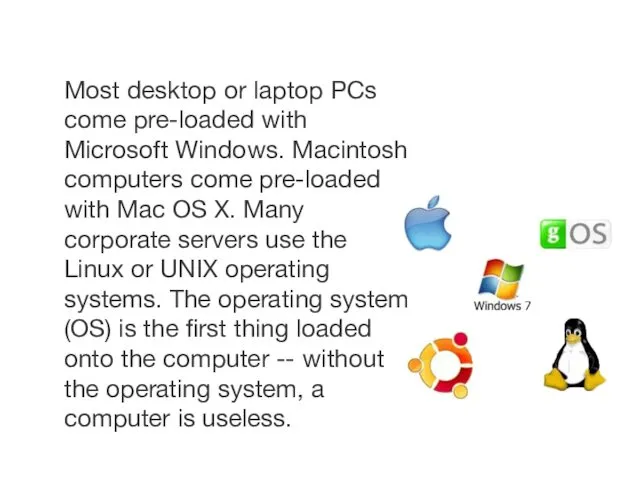 Most desktop or laptop PCs come pre-loaded with Microsoft Windows.