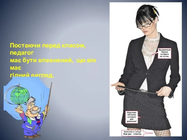 Постаючи перед класом, педагог має бути впевнений, що він має гідний вигляд.