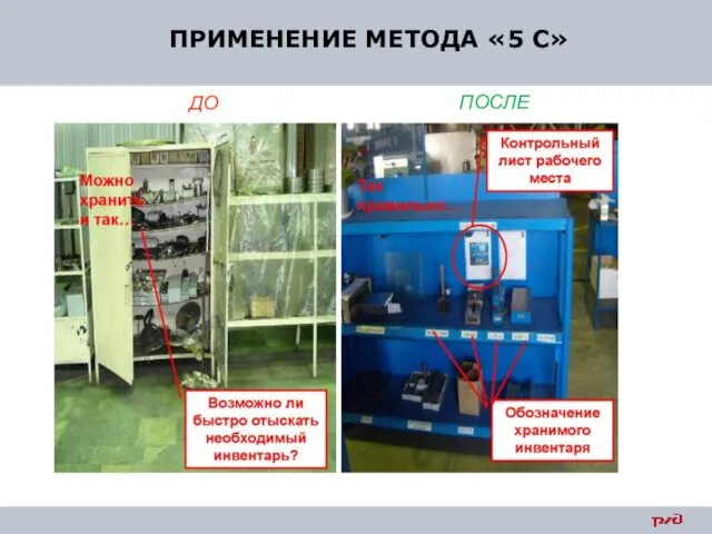 ПРИМЕНЕНИЕ МЕТОДА «5 С» ДО ПОСЛЕ