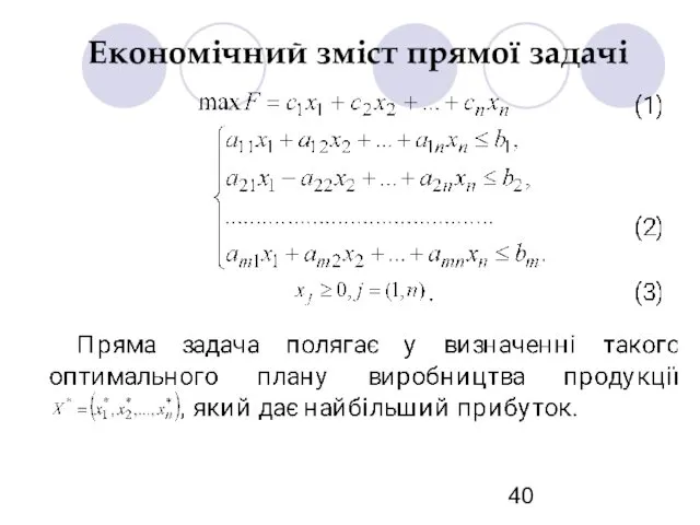 Економічний зміст прямої задачі