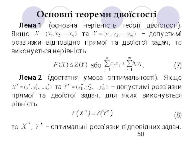 Основні теореми двоїстості