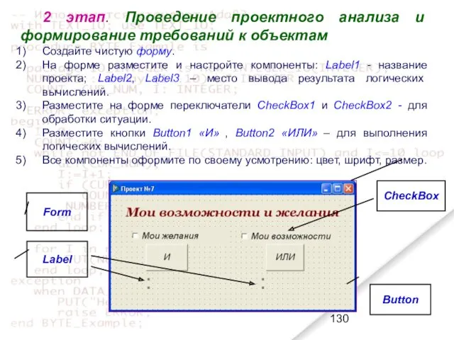 2 этап. Проведение проектного анализа и формирование требований к объектам