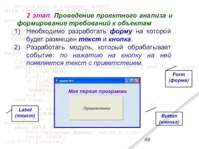 2 этап. Проведение проектного анализа и формирование требований к объектам