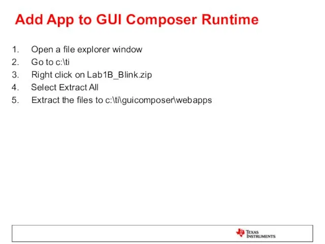 Add App to GUI Composer Runtime Open a file explorer