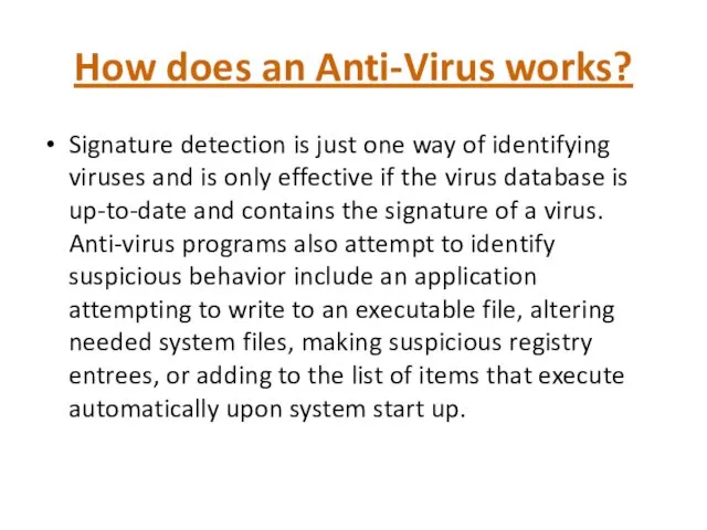 How does an Anti-Virus works? Signature detection is just one