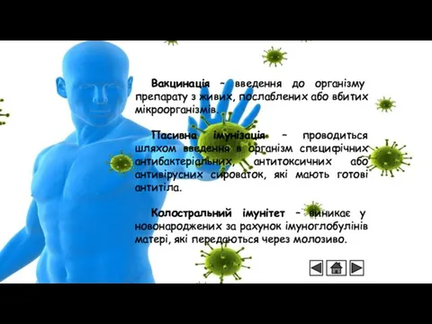 Вакцинація – введення до організму препарату з живих, послаблених або