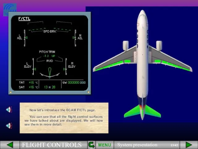 PITCH TRIM RUD Now let’s introduce the ECAM F/CTL page.