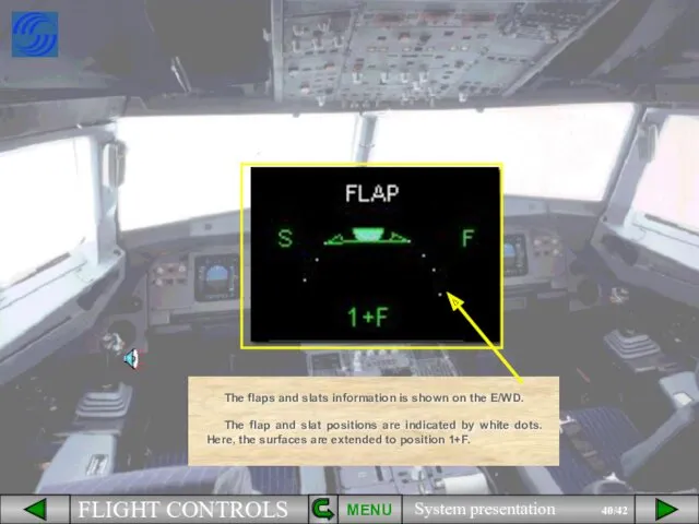 The flaps and slats information is shown on the E/WD.