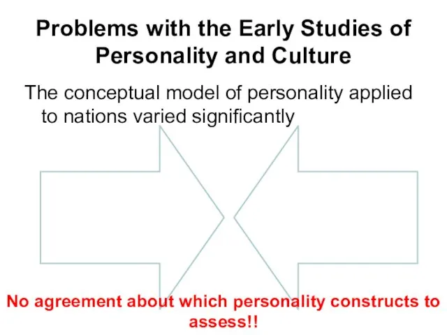 Problems with the Early Studies of Personality and Culture The