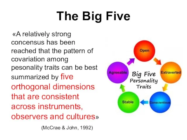 The Big Five «A relatively strong concensus has been reached