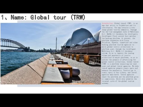 1、Name: Global tour (TRW) Introduction: Global travel（TRW） is an app