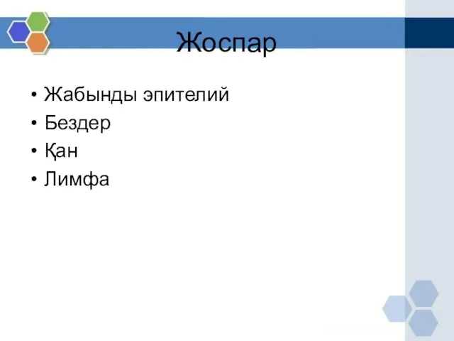 Жоспар Жабынды эпителий Бездер Қан Лимфа