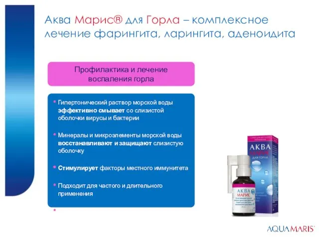 Аква Марис® для Горла – комплексное лечение фарингита, ларингита, аденоидита