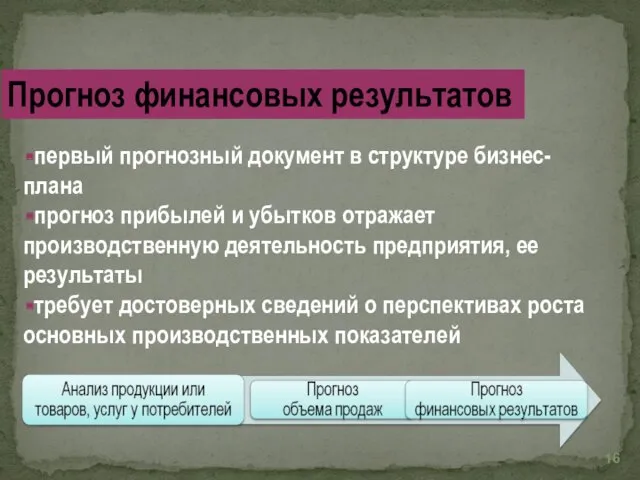 первый прогнозный документ в структуре бизнес-плана прогноз прибылей и убытков