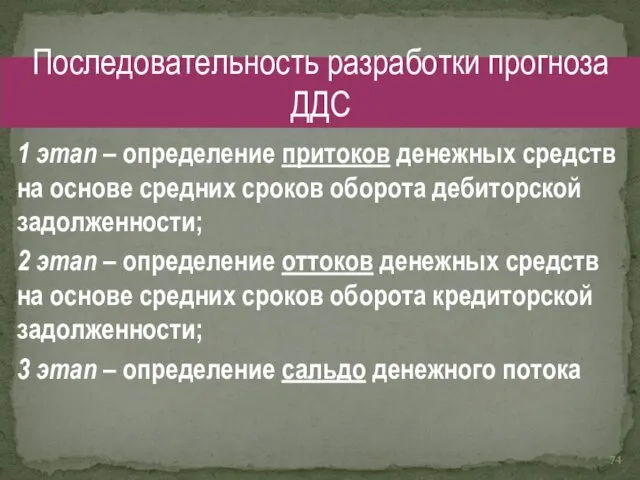 1 этап – определение притоков денежных средств на основе средних