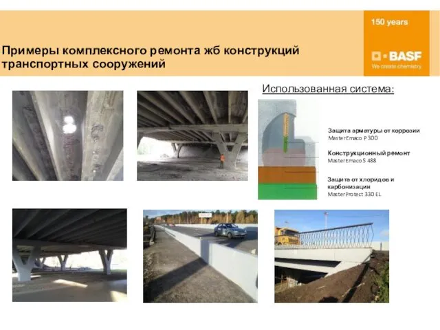 Примеры комплексного ремонта жб конструкций транспортных сооружений Использованная система: Защита