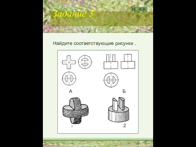 Задание 3 Найдите соответствующие рисунки . А Б 1 2