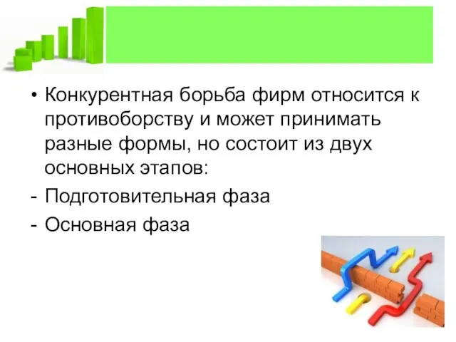 Конкурентная борьба фирм относится к противоборству и может принимать разные