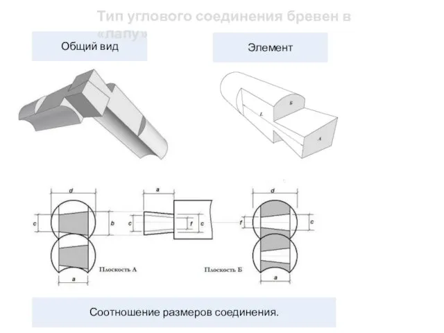 Тип углового соединения бревен в «лапу»