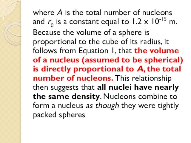 where A is the total number of nucleons and r0