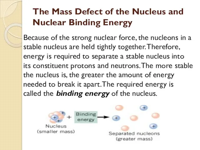 The Mass Defect of the Nucleus and Nuclear Binding Energy