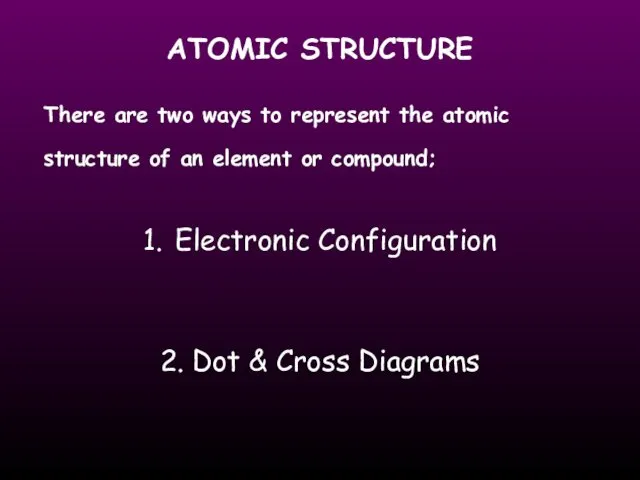 ATOMIC STRUCTURE There are two ways to represent the atomic