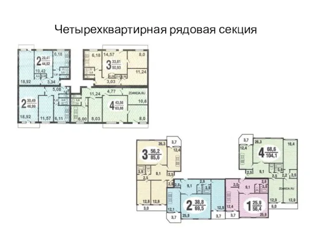 Четырехквартирная рядовая секция