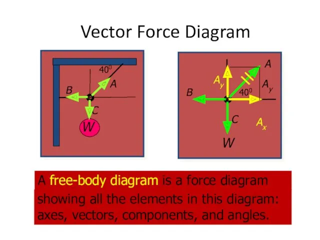 Vector Force Diagram W 400 A B C Ax Ay