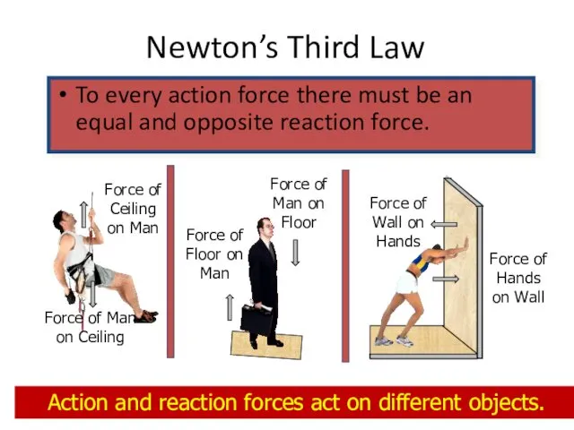 Newton’s Third Law To every action force there must be