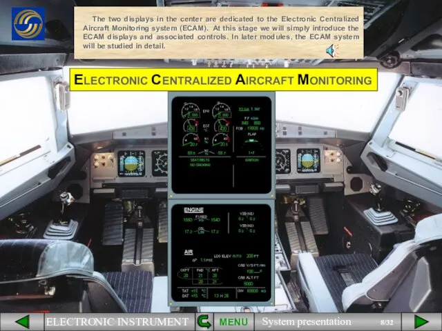 ELECTRONIC CENTRALIZED AIRCRAFT MONITORING MENU